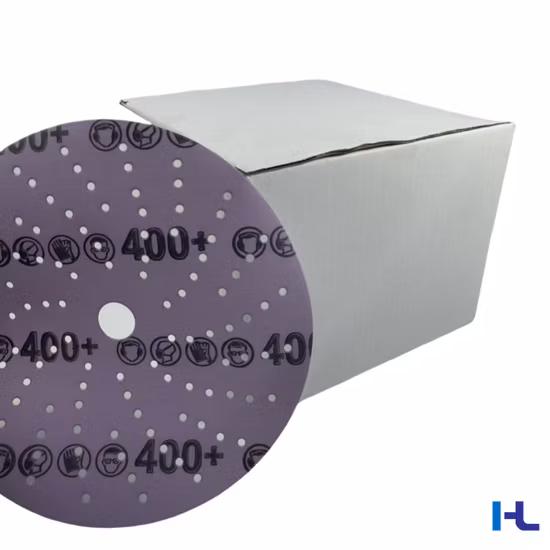 Disco abrasivo de arena con velcro abrasivo de lijado con respaldo de película púrpura de 6 pulgadas, 150 mm, 17 orificios, para pintura, desbarbado, óxido, metal, llanta de carrocería de automóvil